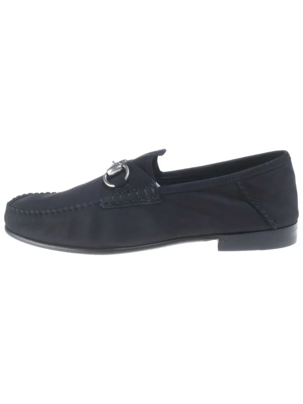 Gucci Horsebit Suede Leather Low Cut Shoes Loafers Silver Black